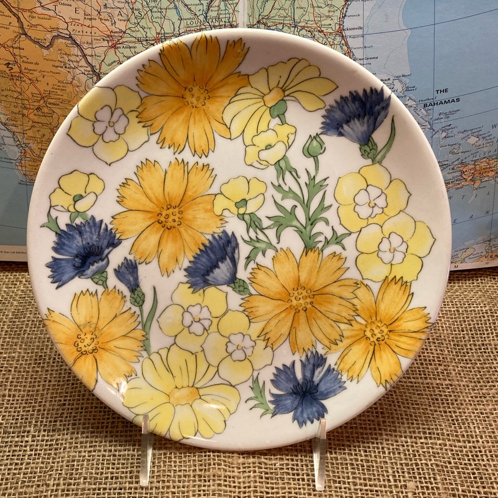 Ernestine Cannon Salerno Italy 2 Salad Plates. MCM. Daisy pattern - Picture 2 of 7